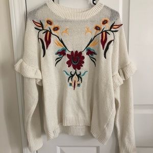 Woven Heart Embroidered Sweater